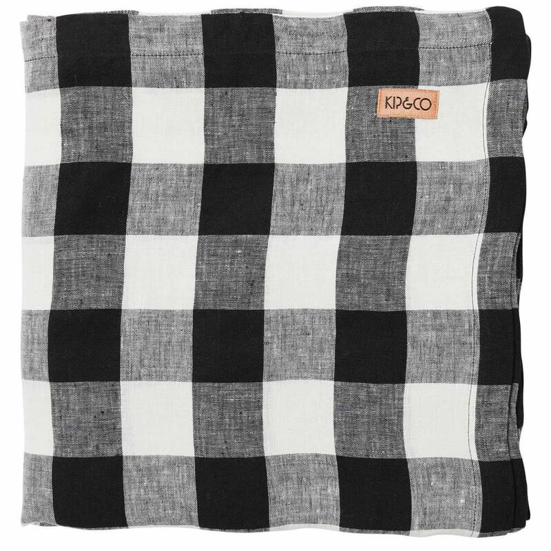 Kip&Co Black & White Gingham Linen Tablecloth - Round image number 0
